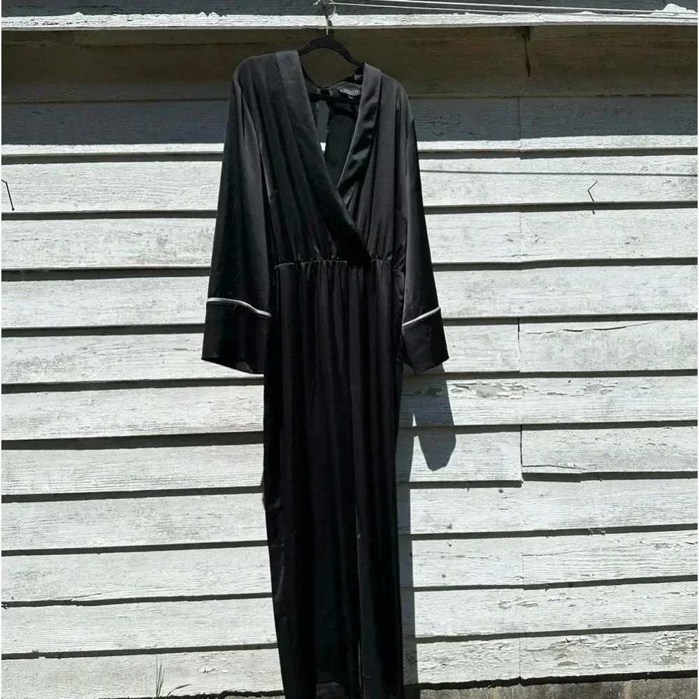 Eloquii Black satin Jumpsuit perfect for a party event outfit plus size